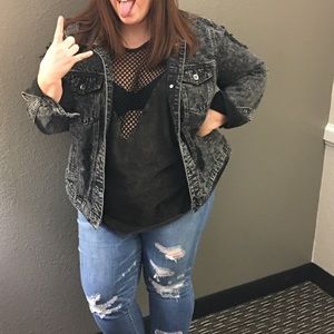 Forever 21 tank top and distressed jean jacket